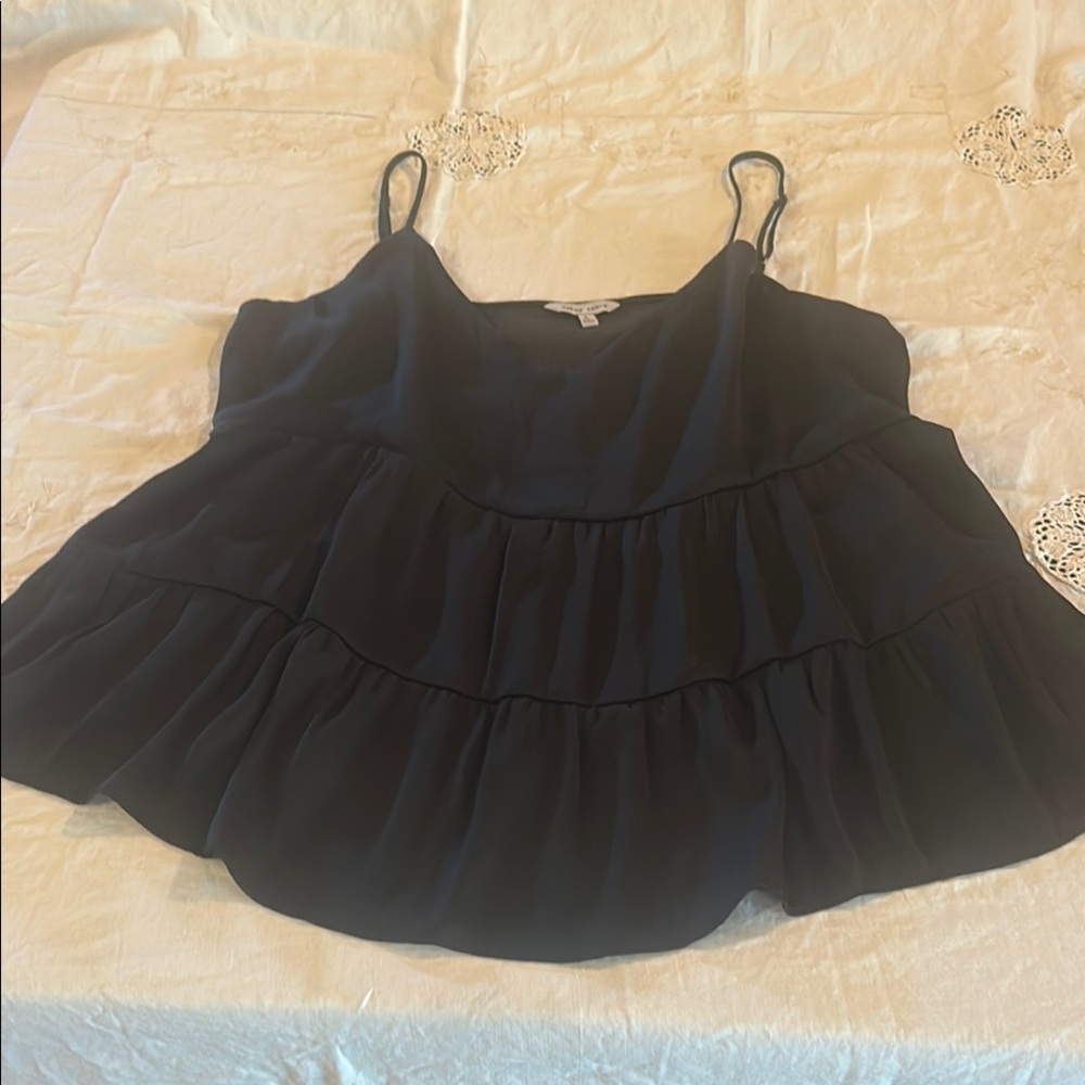 Naked Zebra Black Tiered Camisole with Spaghetti Straps sz L